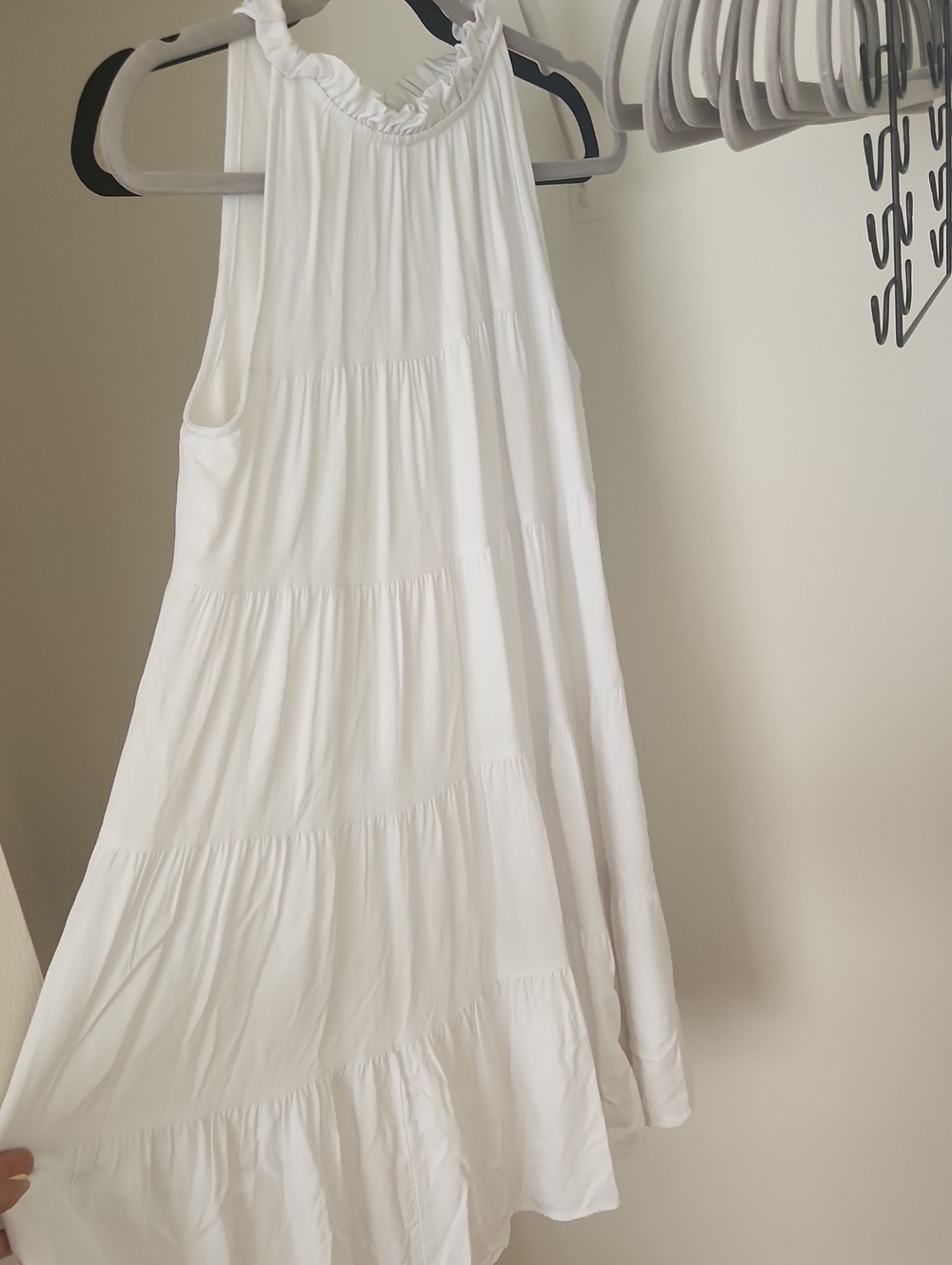 Flowy White Tiered Halter Dress
